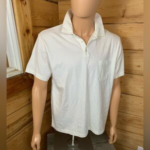 Banana Republic Pima Cotton White Polo Shirt Size XL Pearlized Buttons Soft
